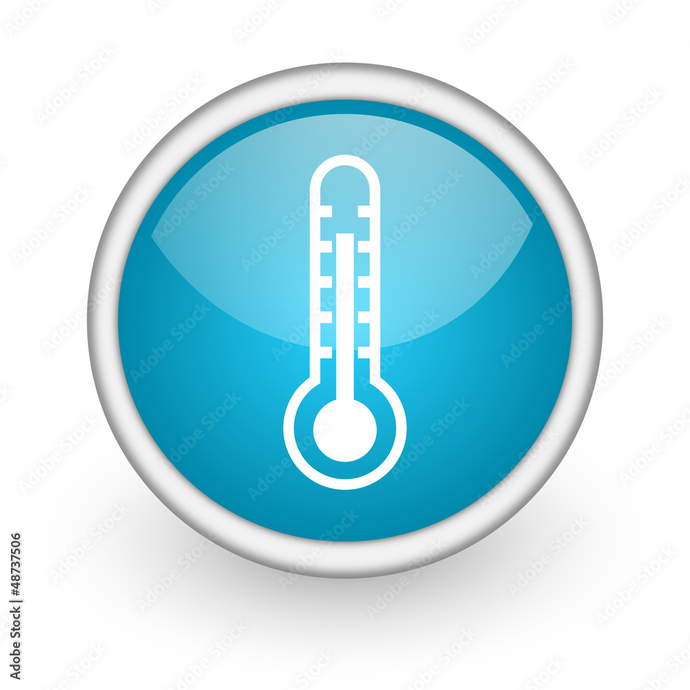 thermometer blue glossy icon on white background thermometer blue glossy icon on white background
