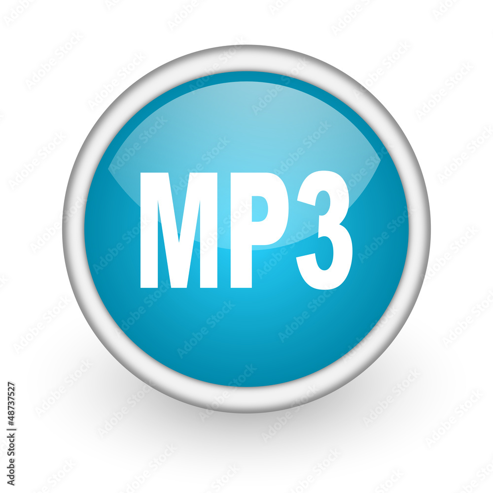 mp3 blue glossy icon on white background mp3 blue glossy icon on white background