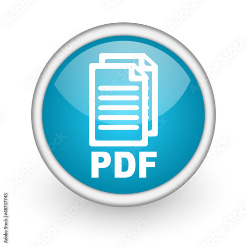 pdf blue glossy icon on white background