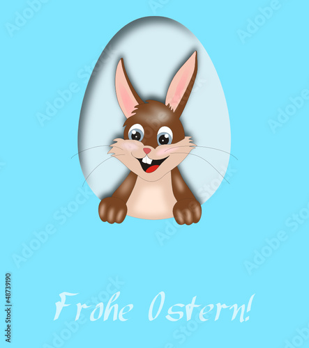 Ostergruß mit Hase in blau