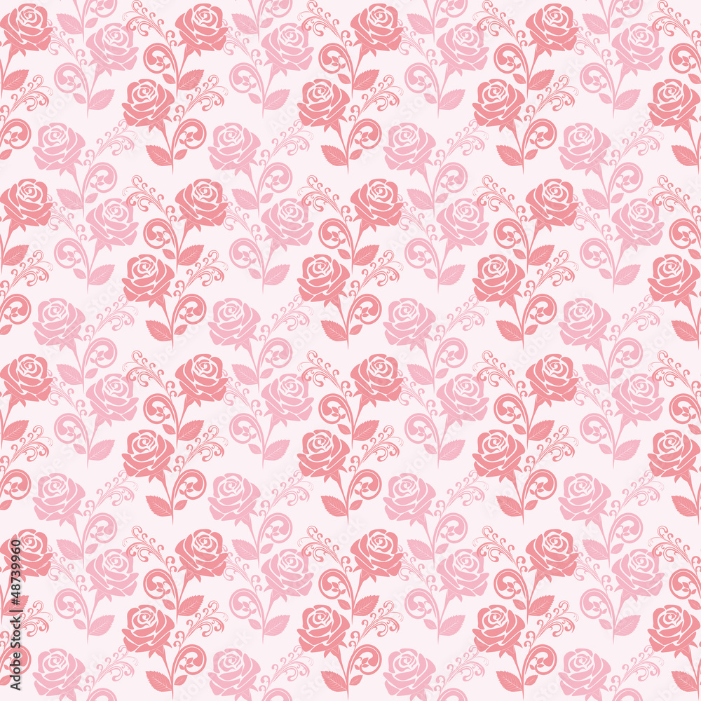 Seamless gently-pink wallpaper with roses.