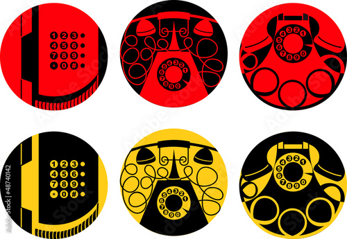 stylized images of telephone set