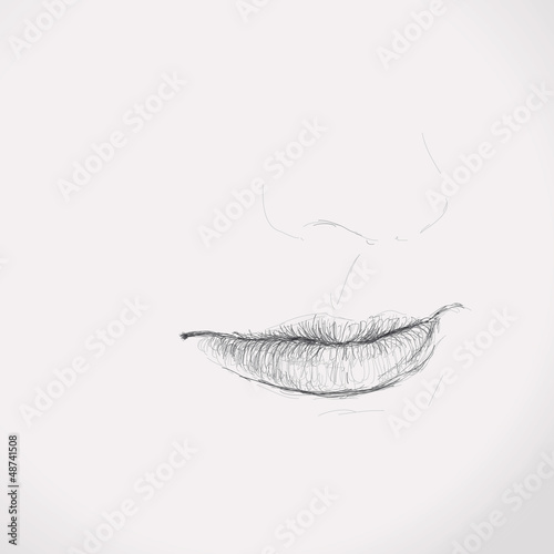 Woman mouth / Vector sketch of female fragment