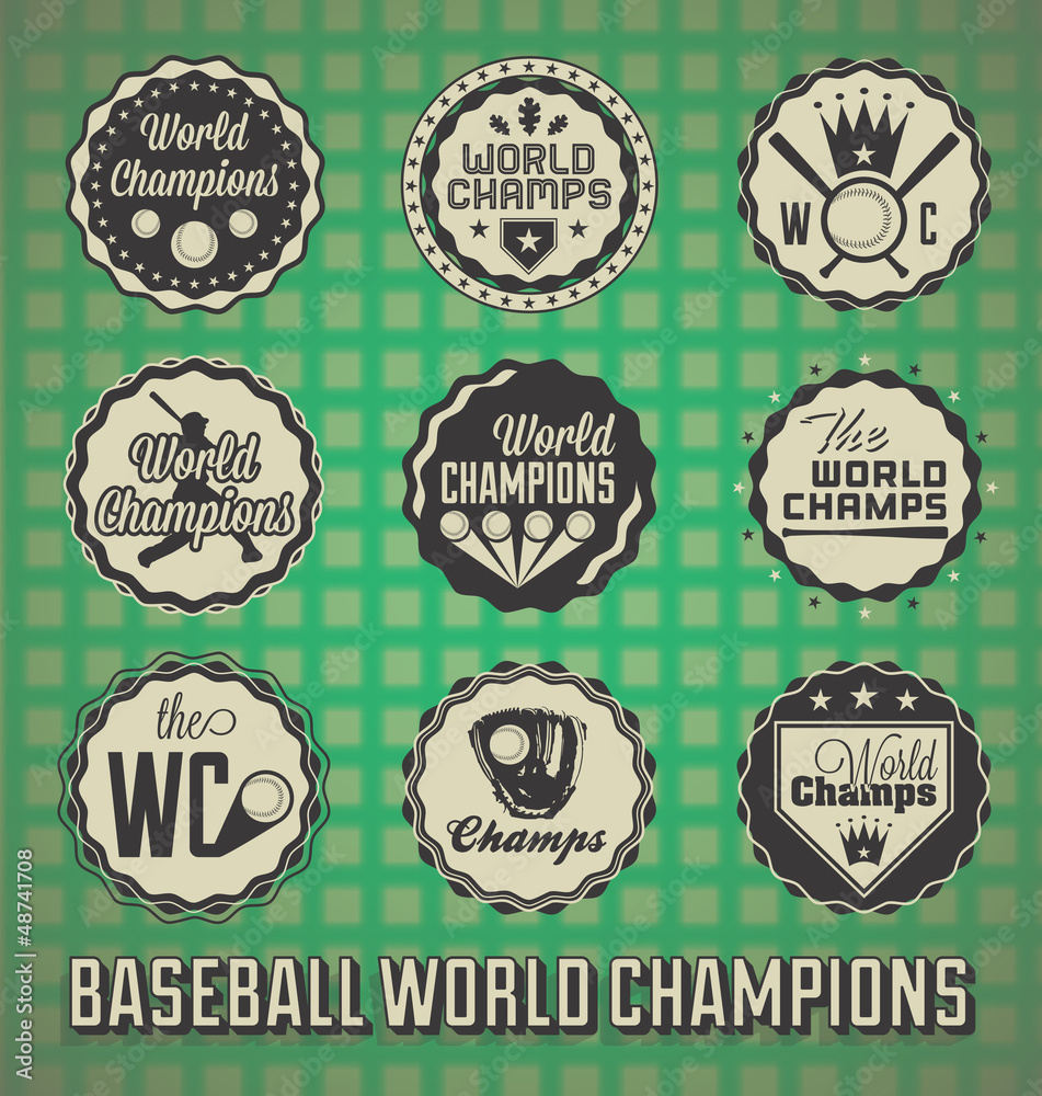 Vector Set: Baseball World Champion Labels and Icons