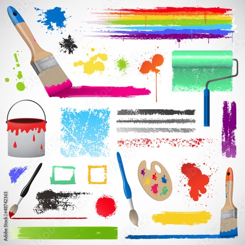 Painting and paint splats elements illustration EPS 10