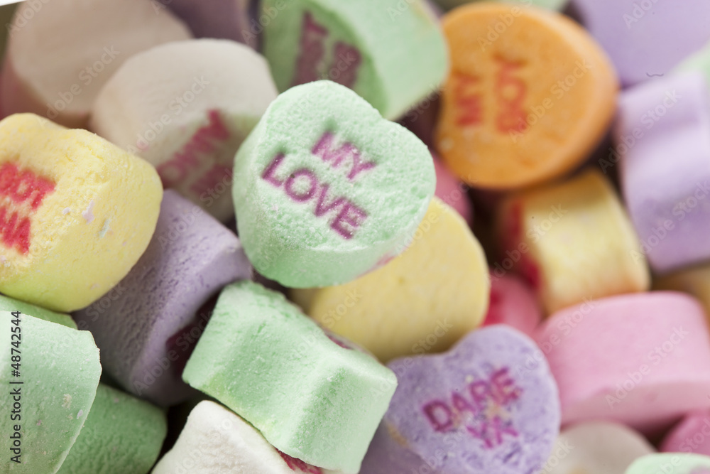 Colorful Conversation Hearts Candy Colorful Conversation Hearts Candy