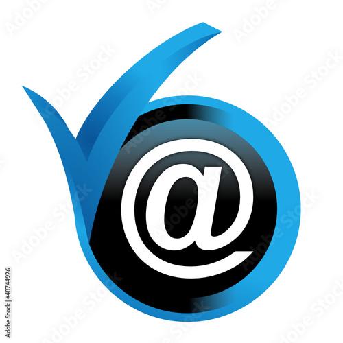 arobase sur bouton validé bleu
