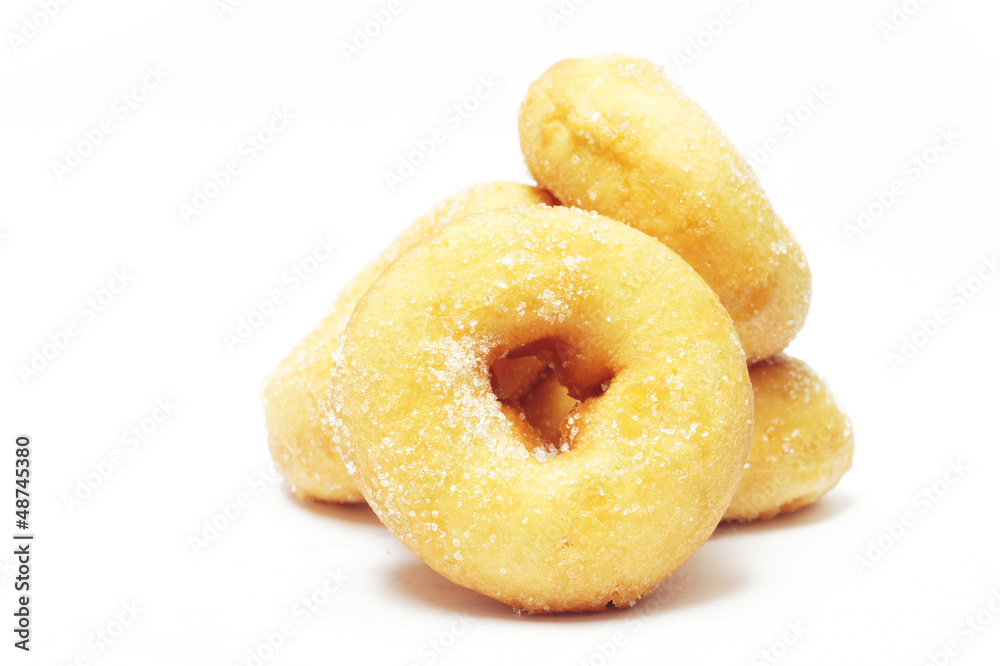 donuts with sugar on white background