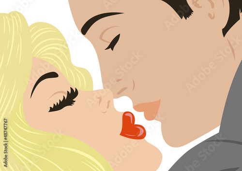 Illustration of kissing man and woman