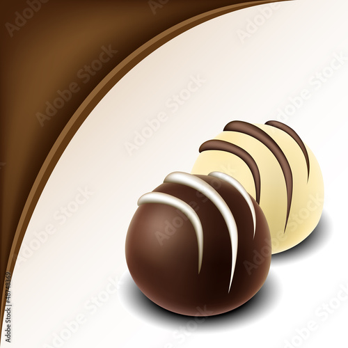 Chocolate text frame with chocolate bonbon