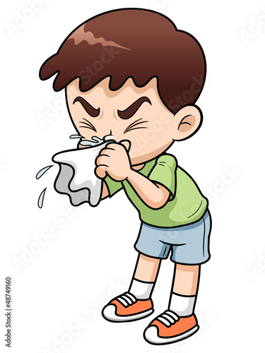 illustration of sick boy cartoon