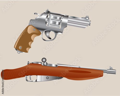 Gun revolver and edge of the rifle