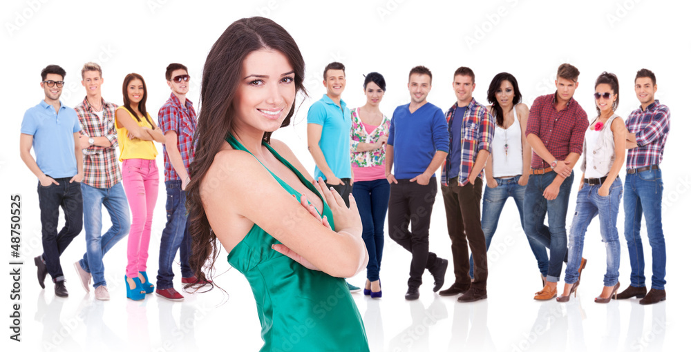 Naklejka premium casual young woman as a leader