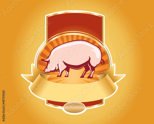 fresh pork label with pig