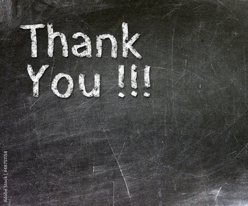 Thank You handwritten with white chalk on a blackboard. Stock Photo ...