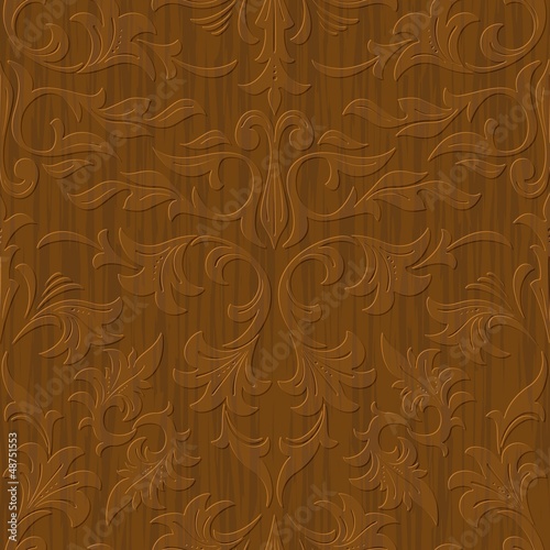 seamless abstract wood carved floral ornament