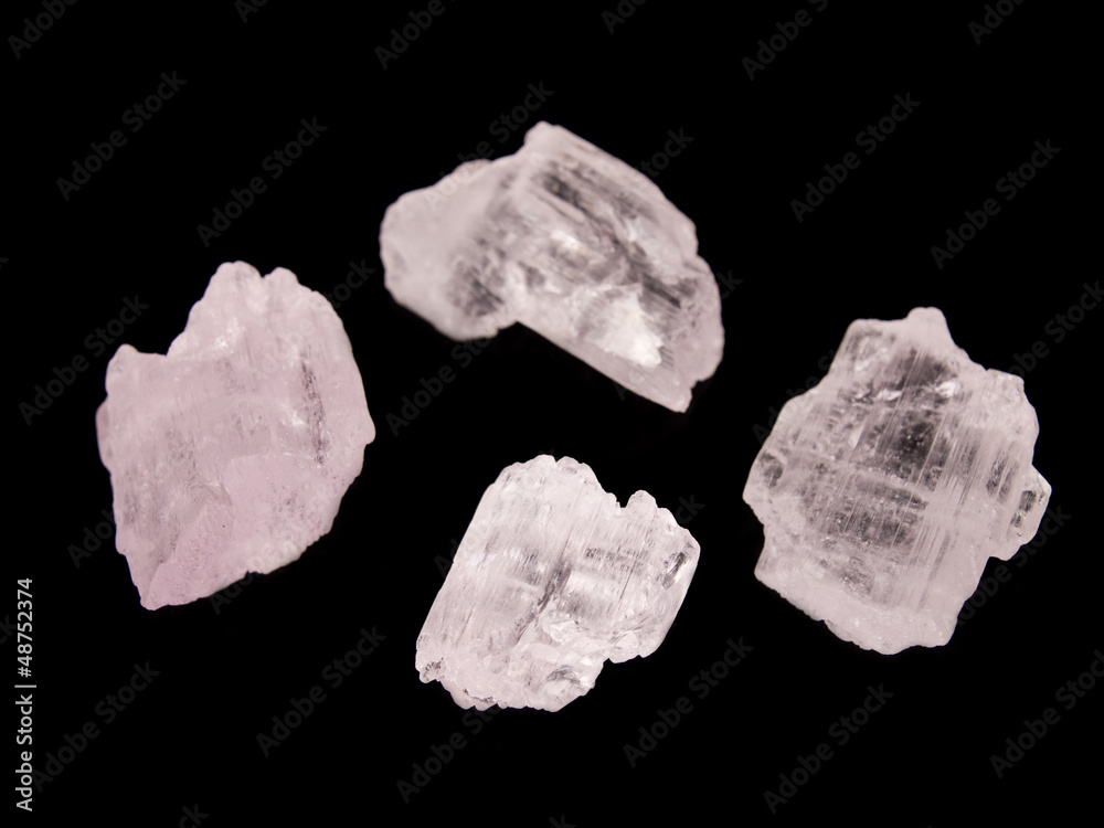 Pink crystals of gemmy spodumene (kunzite) - lithium ore Pink crystals of gemmy spodumene (kunzite) - lithium ore