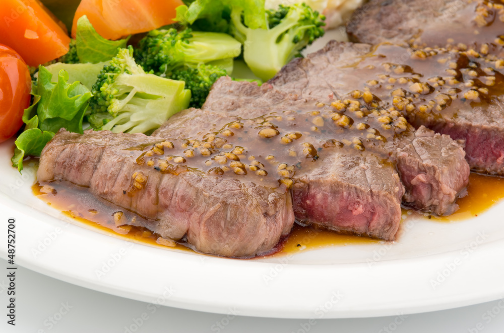 Beef Round Steak with Garlic Sauce