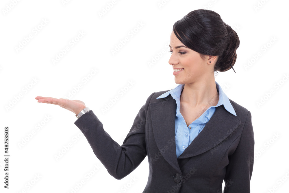 businesswoman presenting your product businesswoman presenting your product