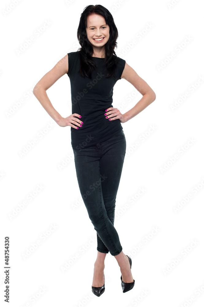 Fototapeta premium Gorgeous woman in casuals posing in style