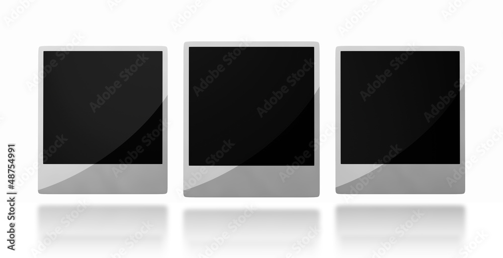 Shiny polaroid frames isolated on white