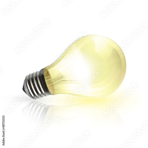 Realistic light bulb in the floor. Vector background design. 