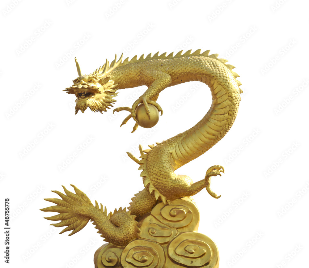 Fototapeta premium Statue of golden dragon