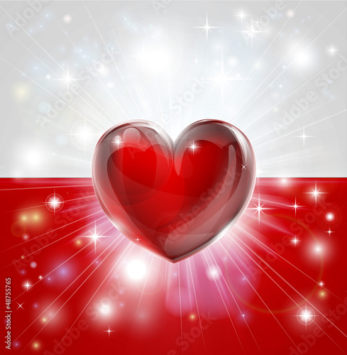 Love Poland flag heart back...