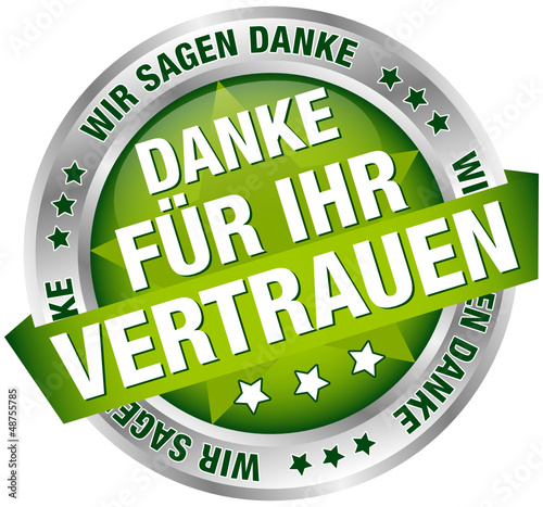 Button Banner "Danke für Ihr Vertrauen" grün/silber