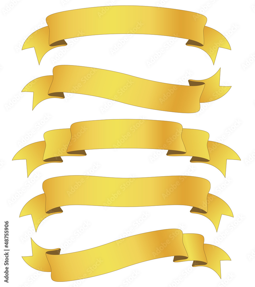 curled golden ribbons, illustration