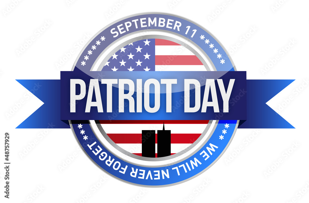 patriot day. us seal and banner