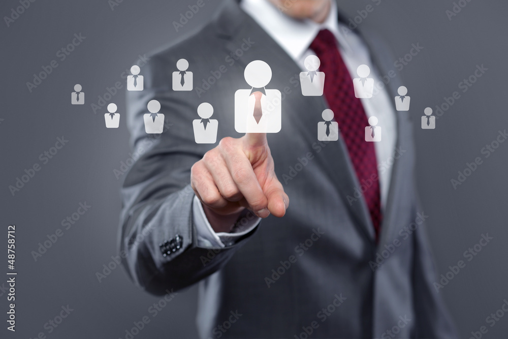 Man with Touchscreen Network / Human Resources Man with Touchscreen Network / Human Resources