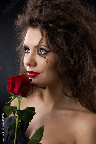 glamorous girl  with rose