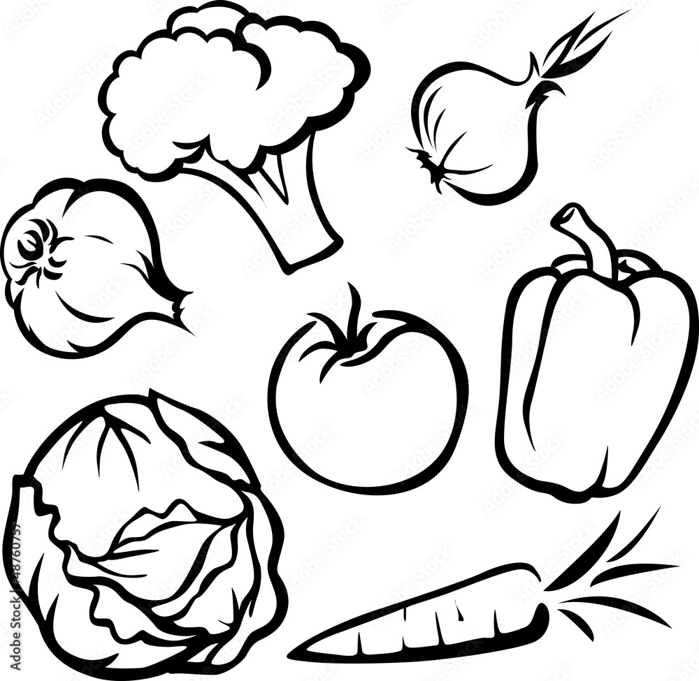 vegetable illustration - black outline vegetable illustration - black outline