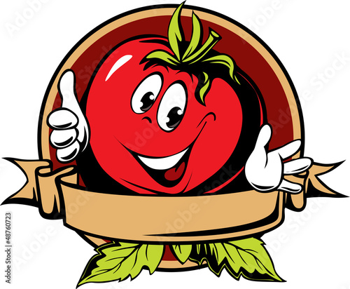 round tomato cartoon label