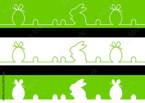 3 Frises oeufs et lapin - couleur herbe - Pâques