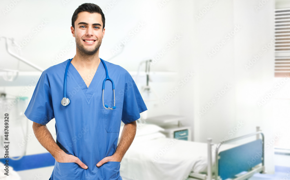 Handsome doctor in a hospital room Handsome doctor in a hospital room