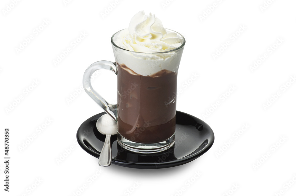Hot chocolate close up on the white Hot chocolate close up on the white