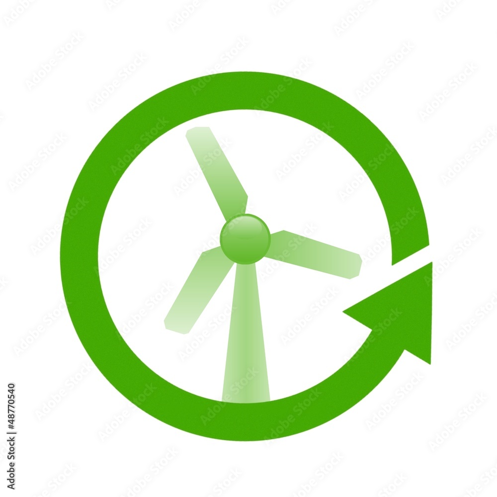 Eolienne dans un symbole recyclage Eolienne dans un symbole recyclage