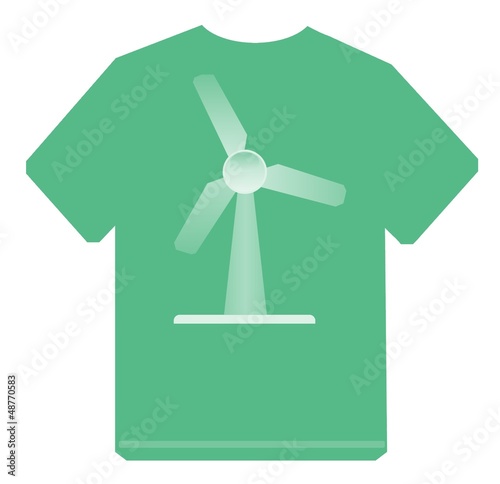 Eolienne dans un t-shirt vert photo