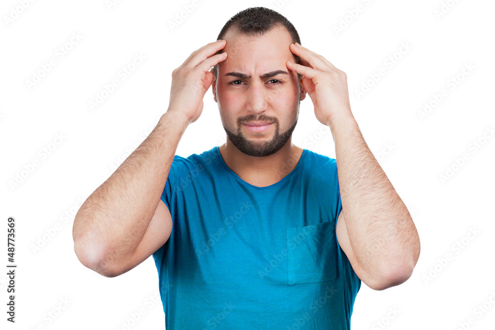 Fototapeta premium Mann hat starke Kopfschmerzen
