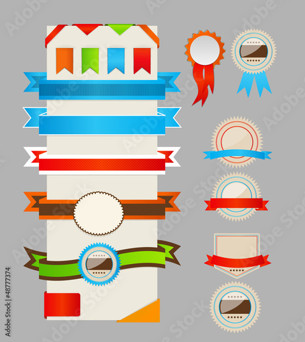 Retro ribbons and labels. Vector illustration.