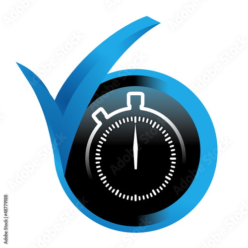 chronomètre sur bouton validé bleu