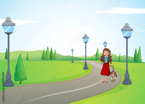 A smiling girl with dog