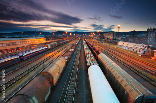 Freight Station with trains - Cargo transportation