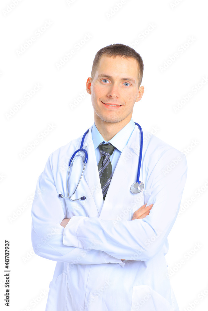Young doctor man with stethoscope.