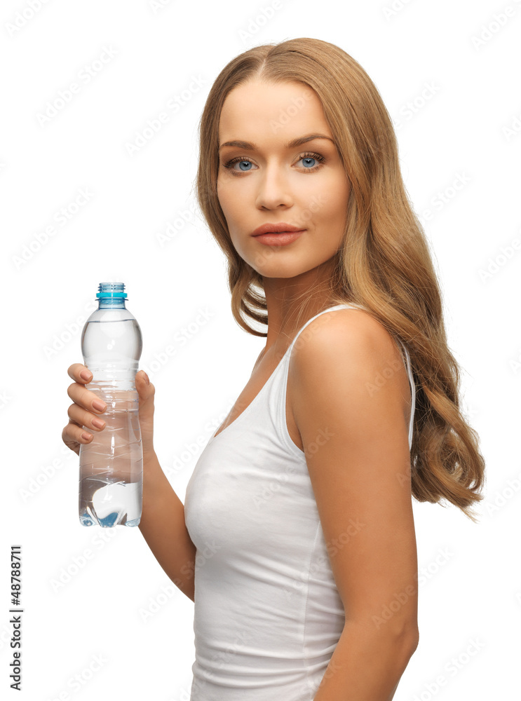 young beautiful woman with bottle of water young beautiful woman with bottle of water