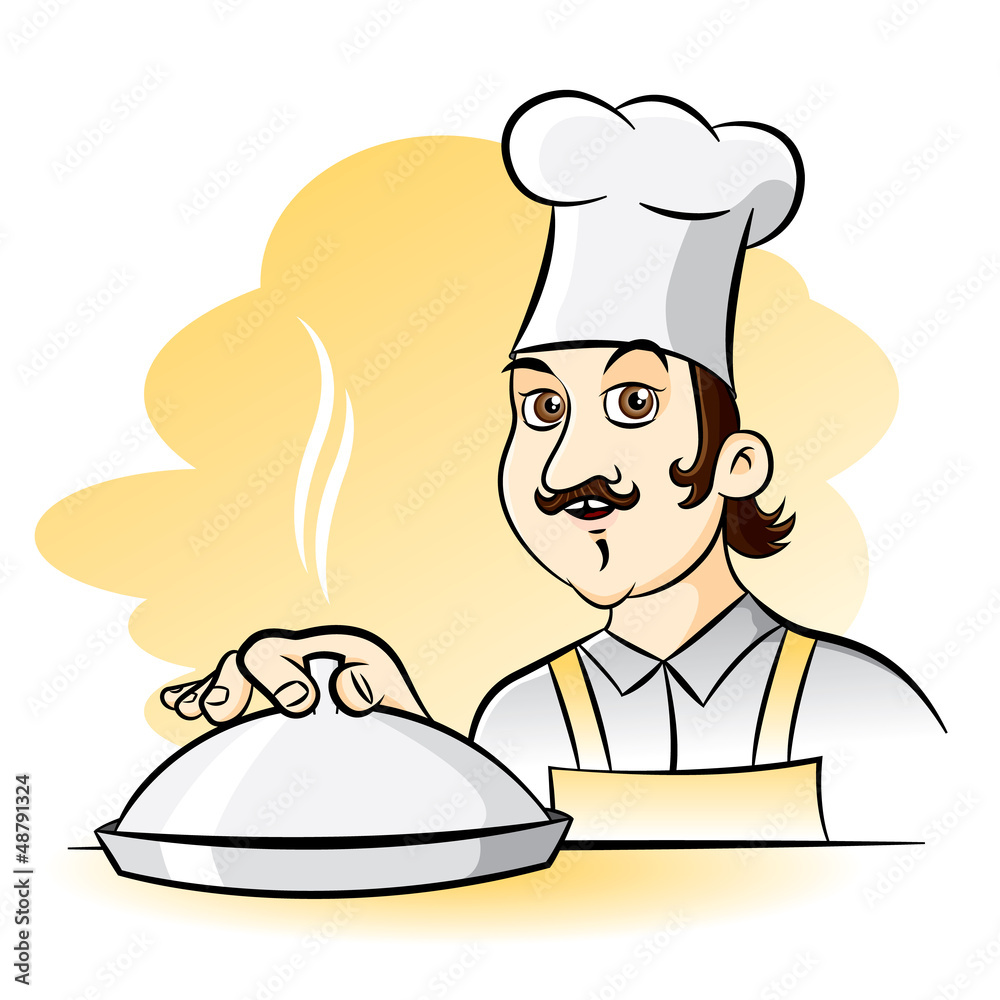 Cheerful Chef Cook, vector cartoon illustration Cheerful Chef Cook, vector cartoon illustration