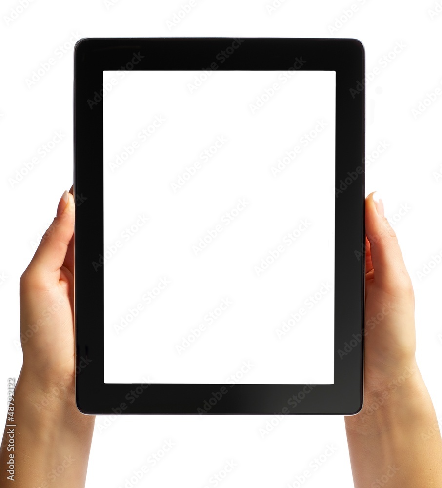 Digital Tablet in Hand Isolated in White Digital Tablet in Hand Isolated in White