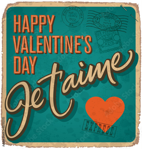hand-lettered vintage valentines card (vector)